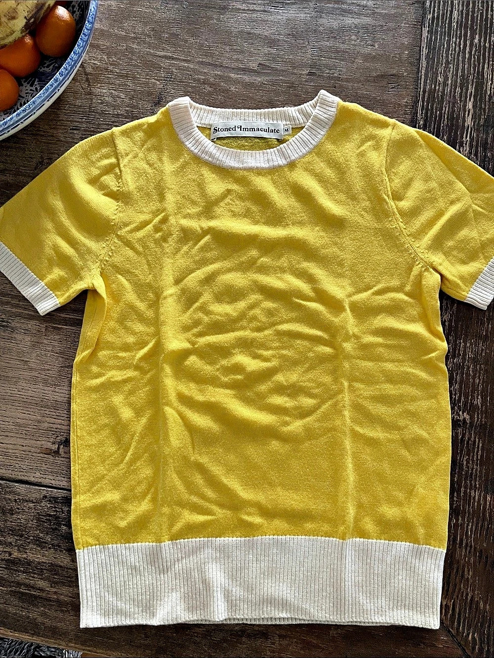 Stoned Immaculate Wool Crew Neck Sweater in Yellow Size Medium